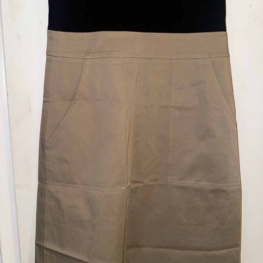 Dkny Black Top with Khaki Skirt Colorblock Dress - Picture 3 of 6